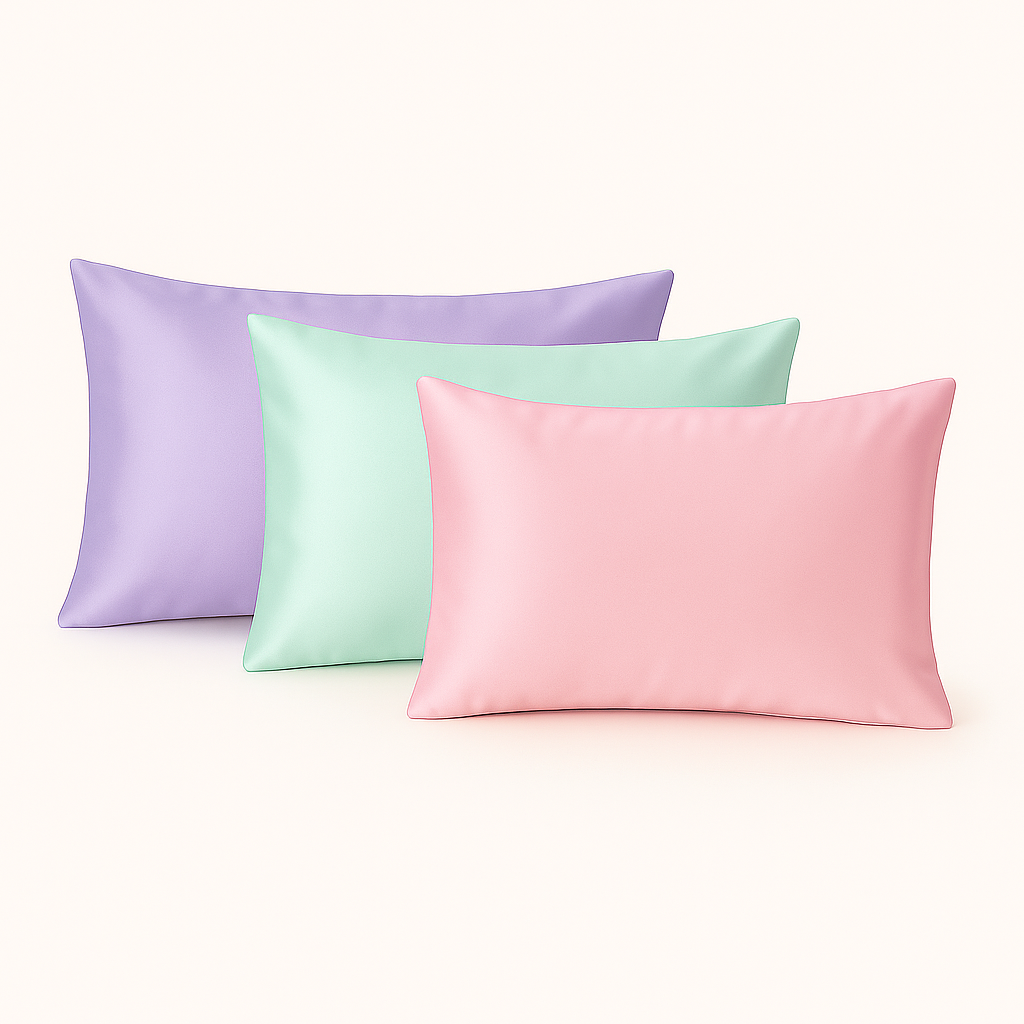 Taie d’oreiller en satin – 3 couleurs