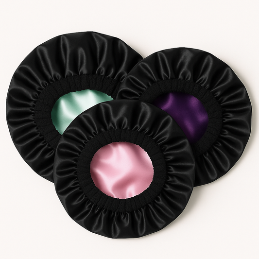 🖤 Bonnet de douche réversible – Noir & Rose pâle